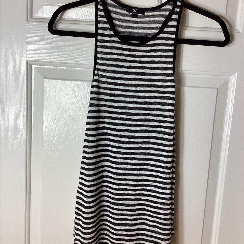 ISSI Black and White Striped Tank Top